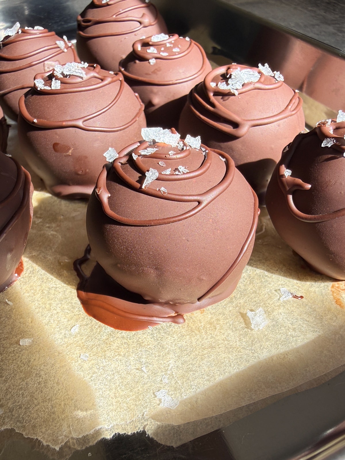Side view of macadamia nut ball.