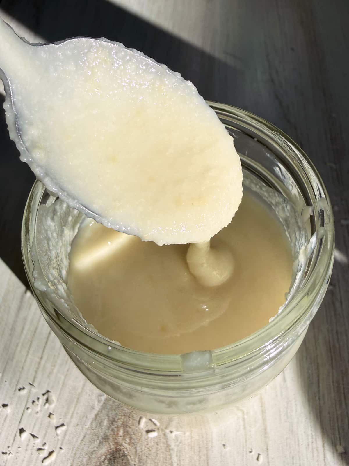 Spoon of coconut butter.