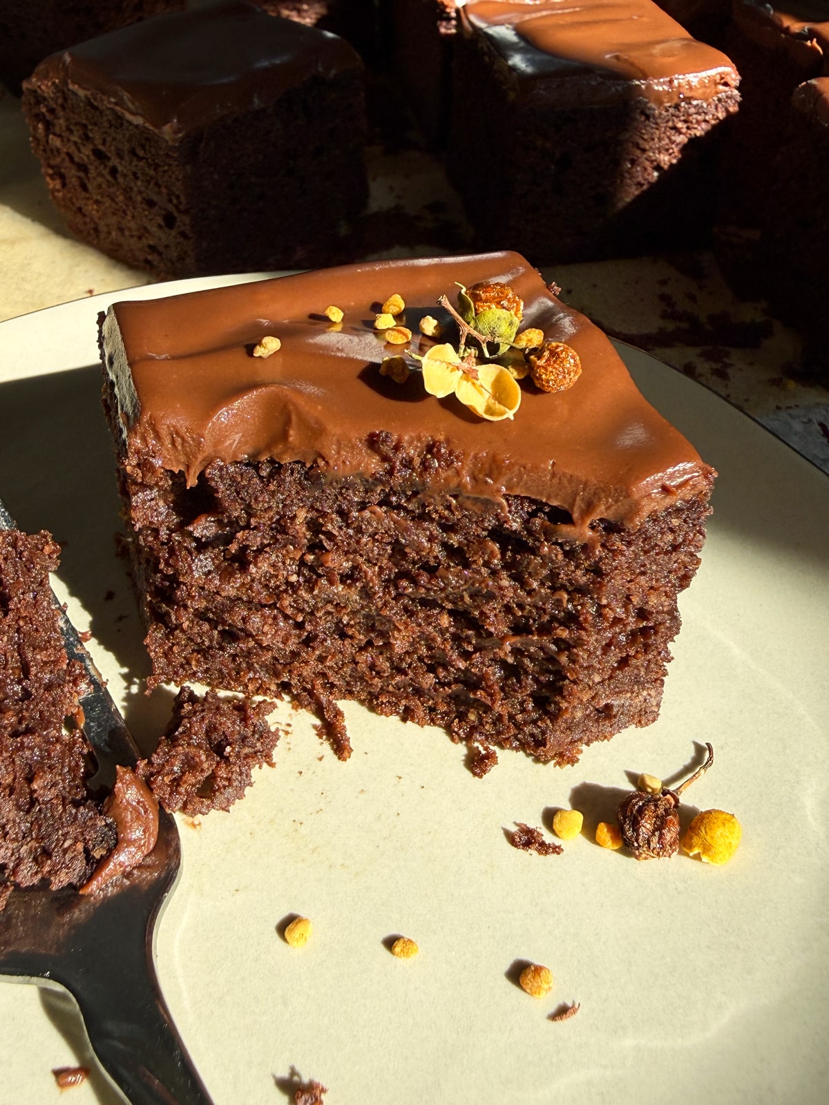 Moist butternut squash cake on plate.