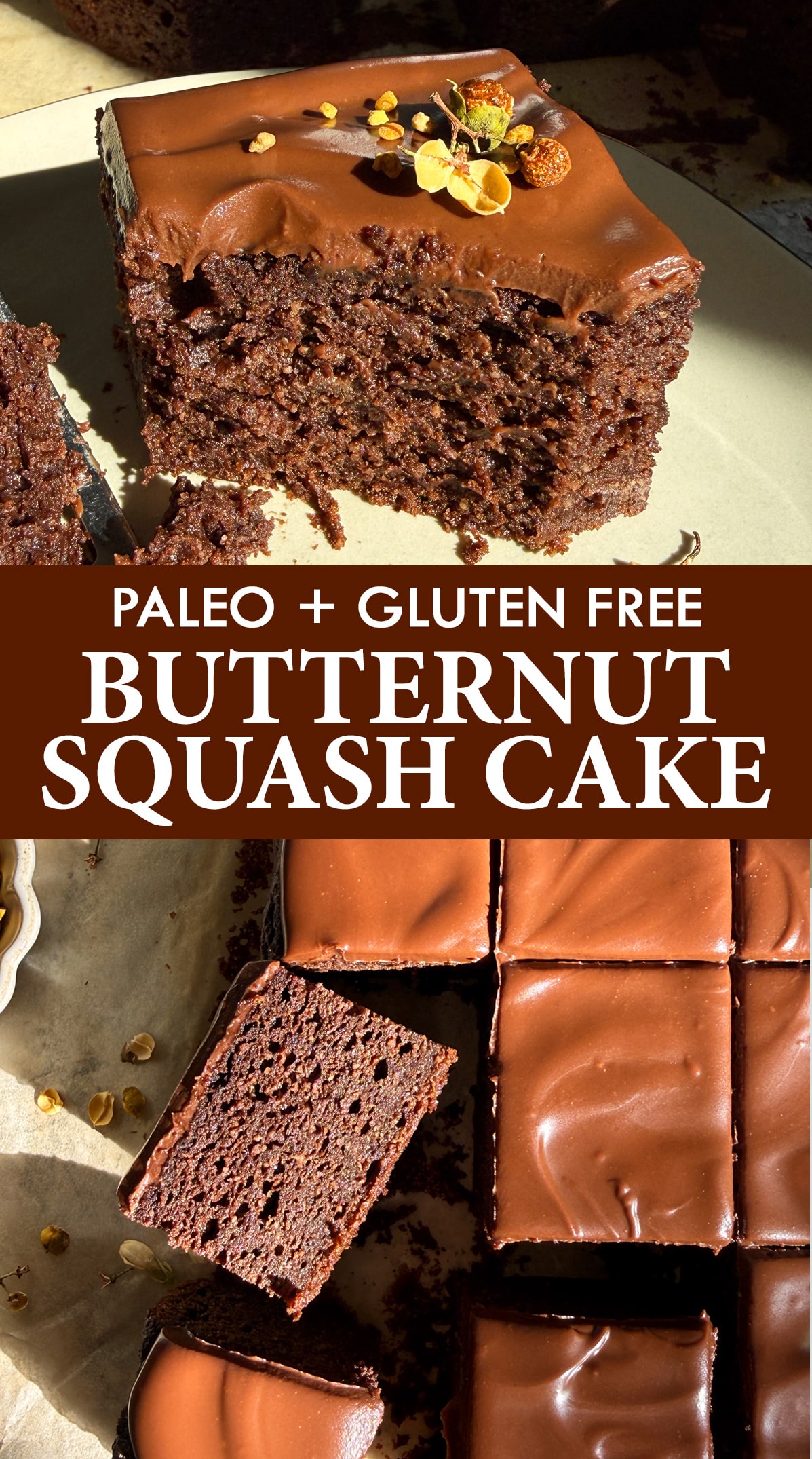 Pinterest image for paleo butternut squash cake.