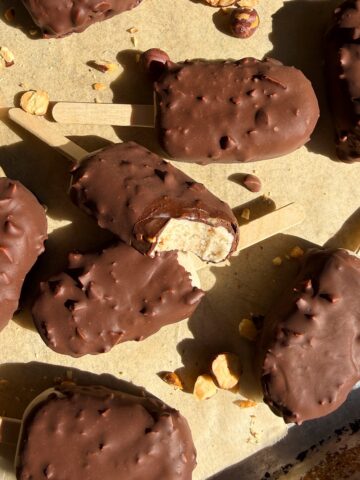 Top down view of ice cream bars.