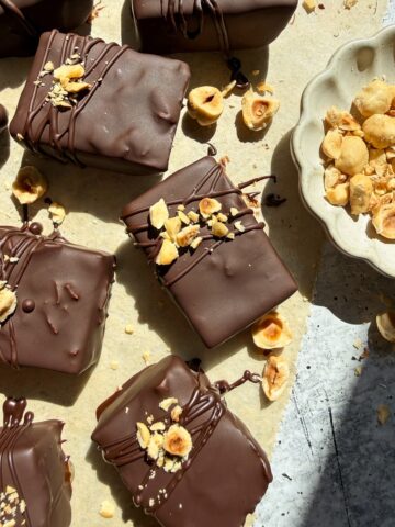 Top down view of hazelnut bars.