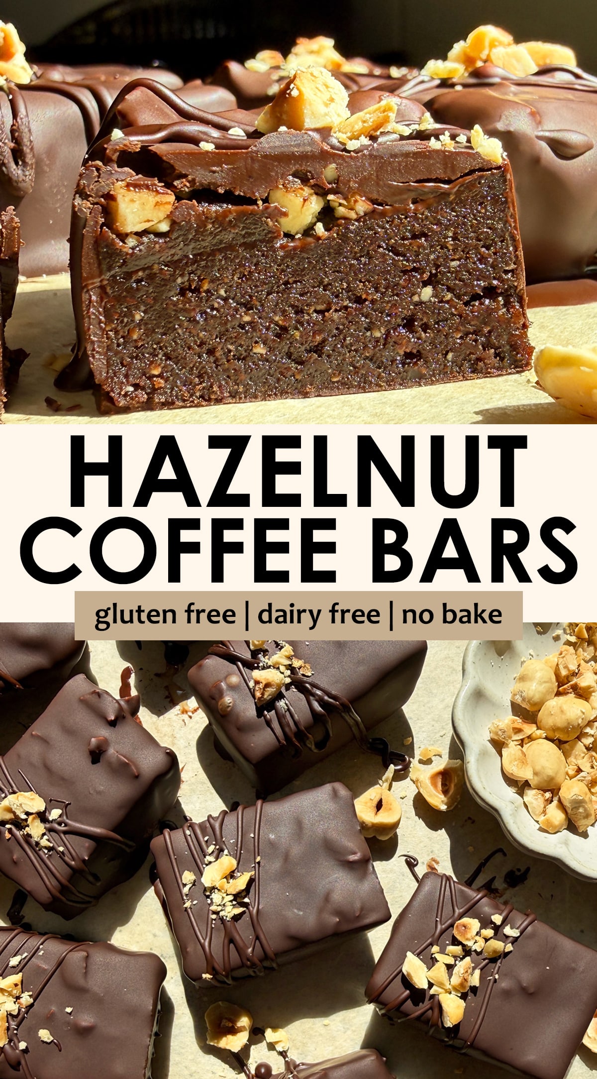 Pinterest image for hazelnut coffee bars.