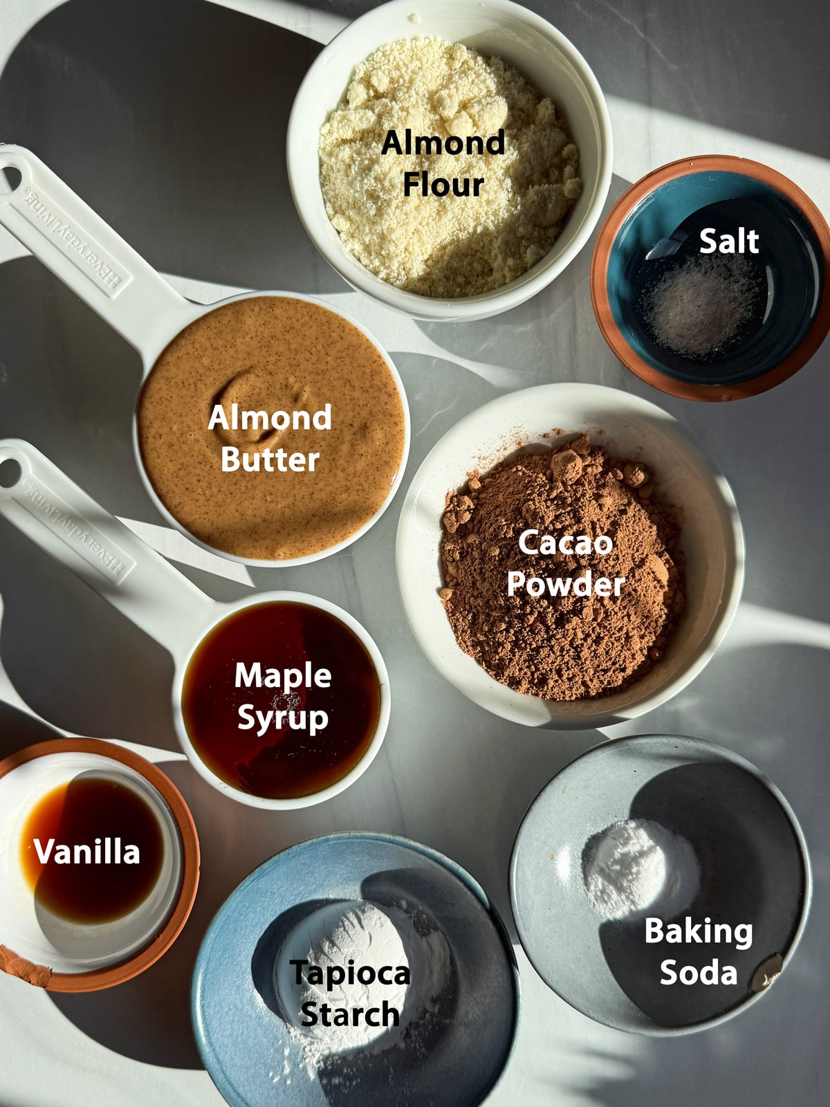 Ingredients for chocolate crinkle cookies.