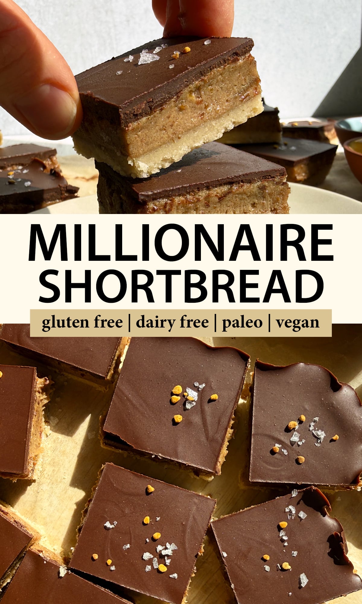 Pinterest image for Millionaire shortbread bars.