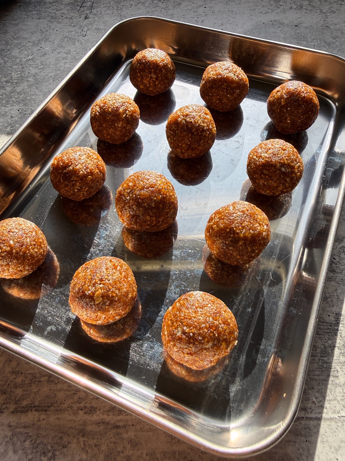 Rolled fillings on baking sheet.