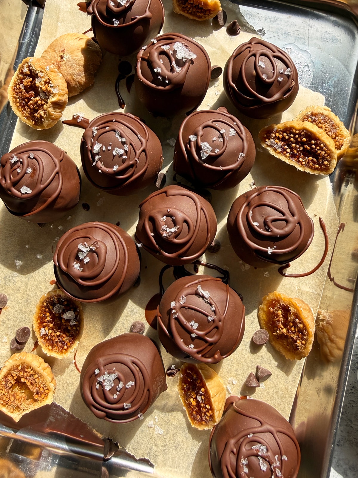 Fillings dipped in chocolate.