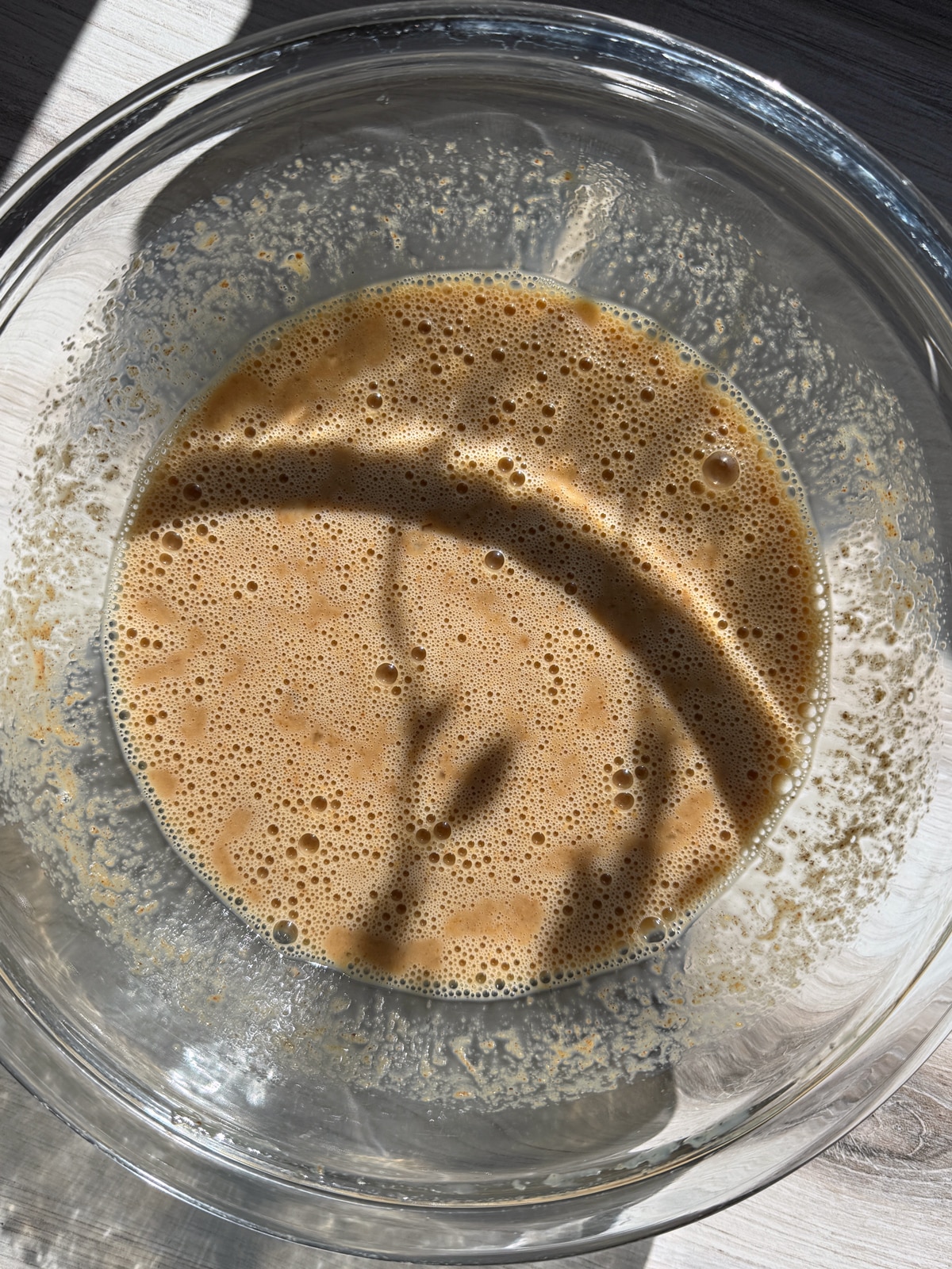 Whisked wet ingredients.
