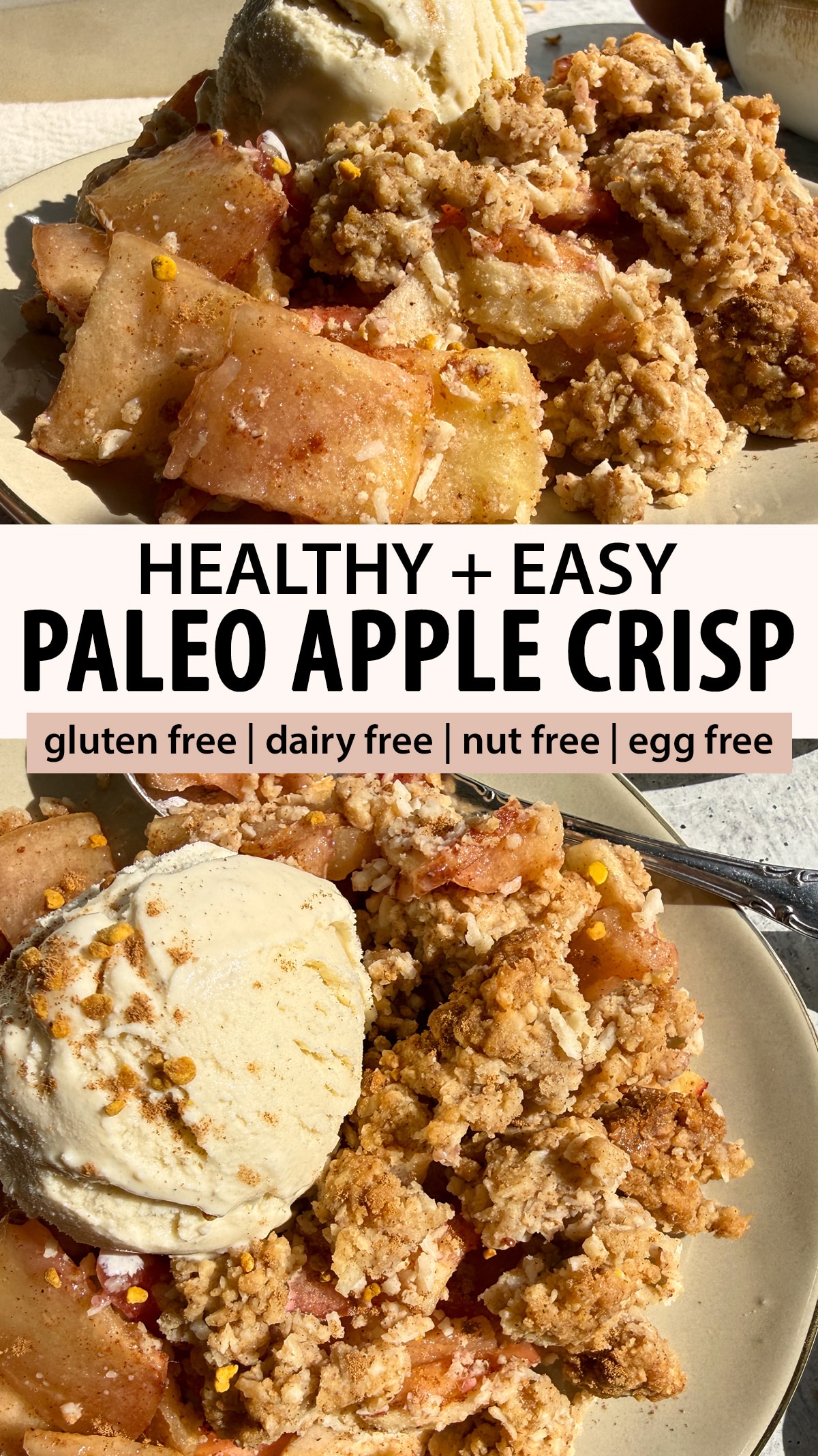 Pinterest image for paleo apple crisp.