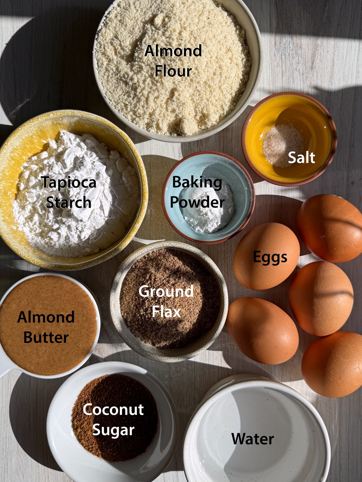 Ingredients needed to make paleo sandwich bread.