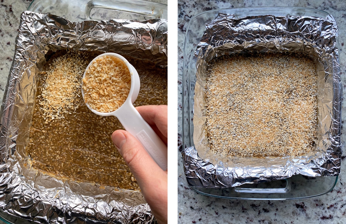 Adding the toasted coconut.