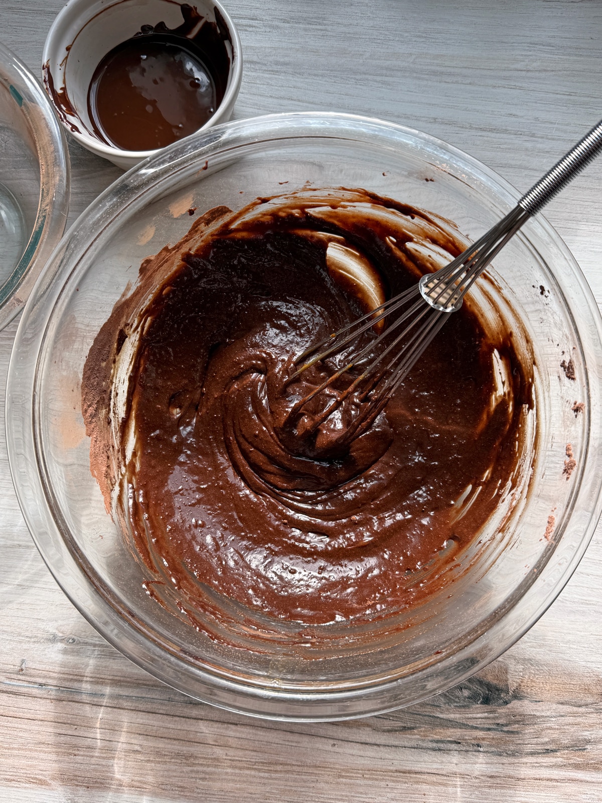 Blended wet and dry ingredients.