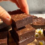 Stack of brownies.