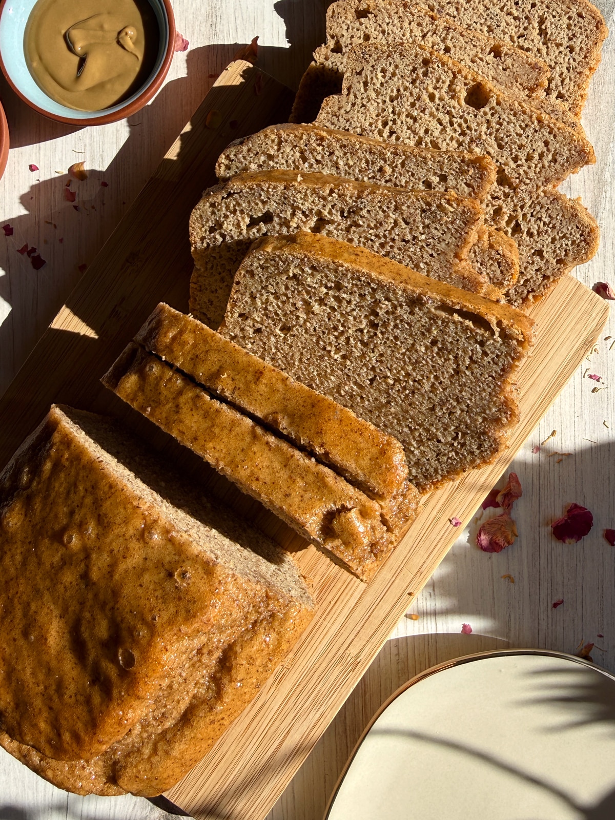 Slicing the bread.