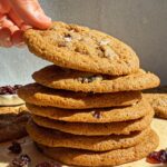 Stack of paleo cranberry orange cookies.