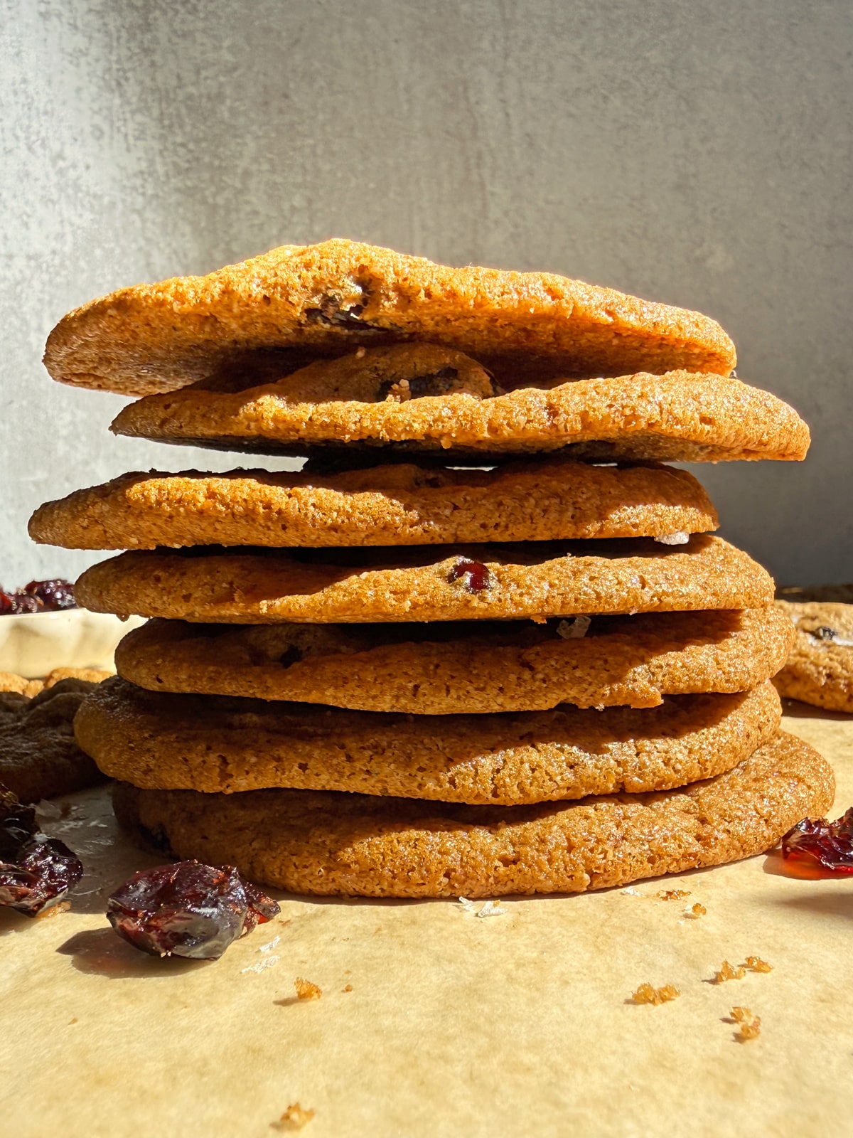 Stack of cookies to show the side view.