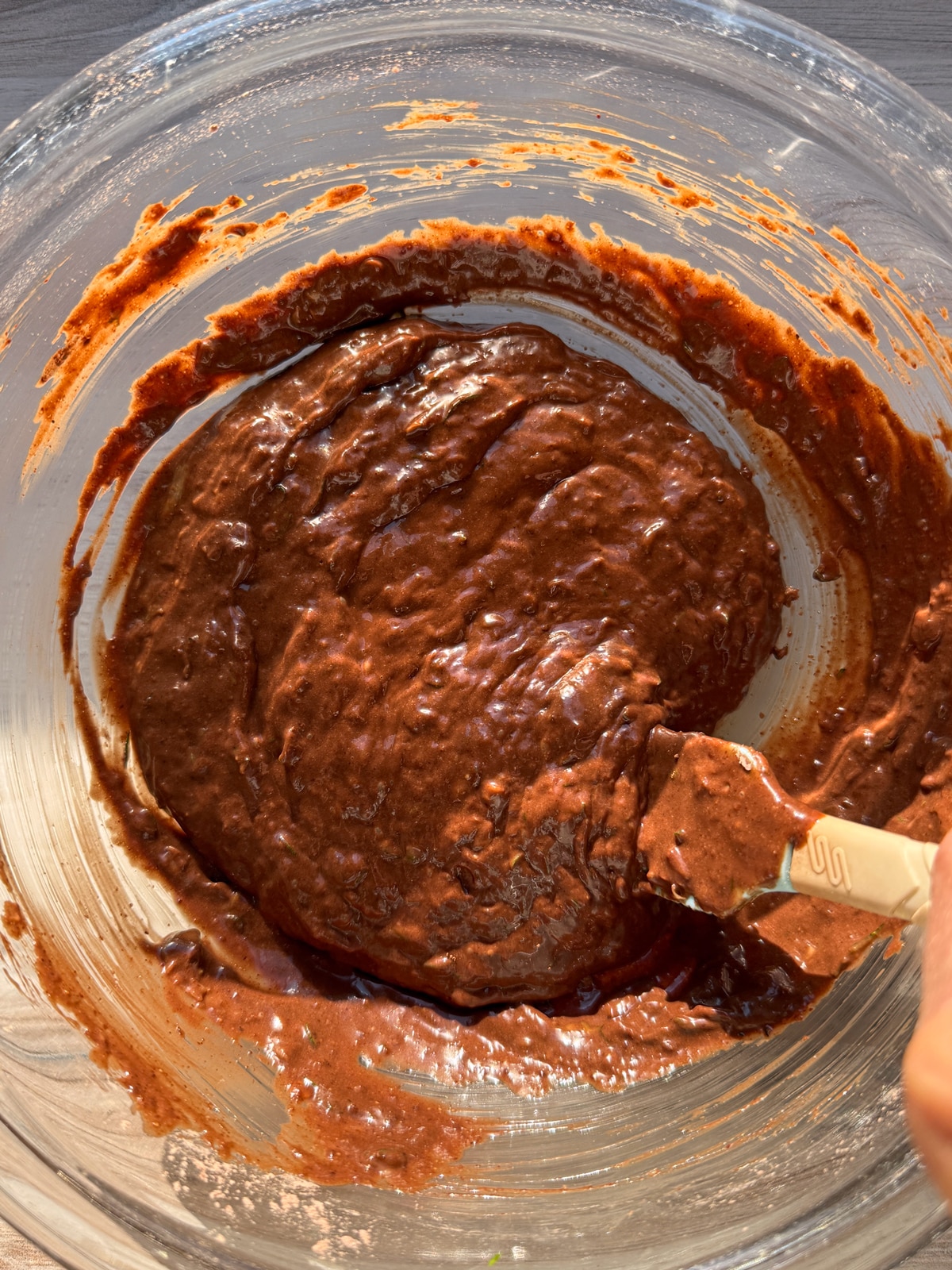 Donut batter in mixing bowl.