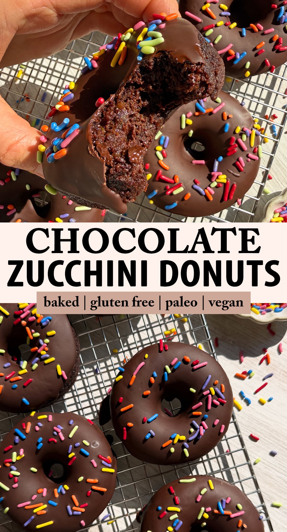 Pinterest image for chocolate zucchini donuts.