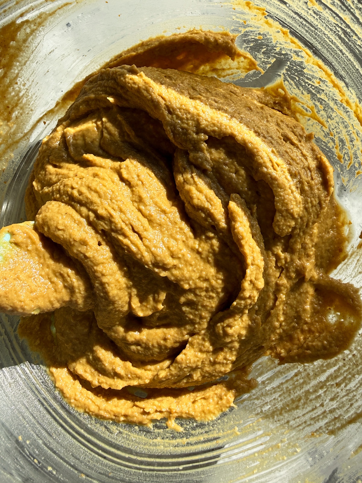 Donut batter in mixing bowl.