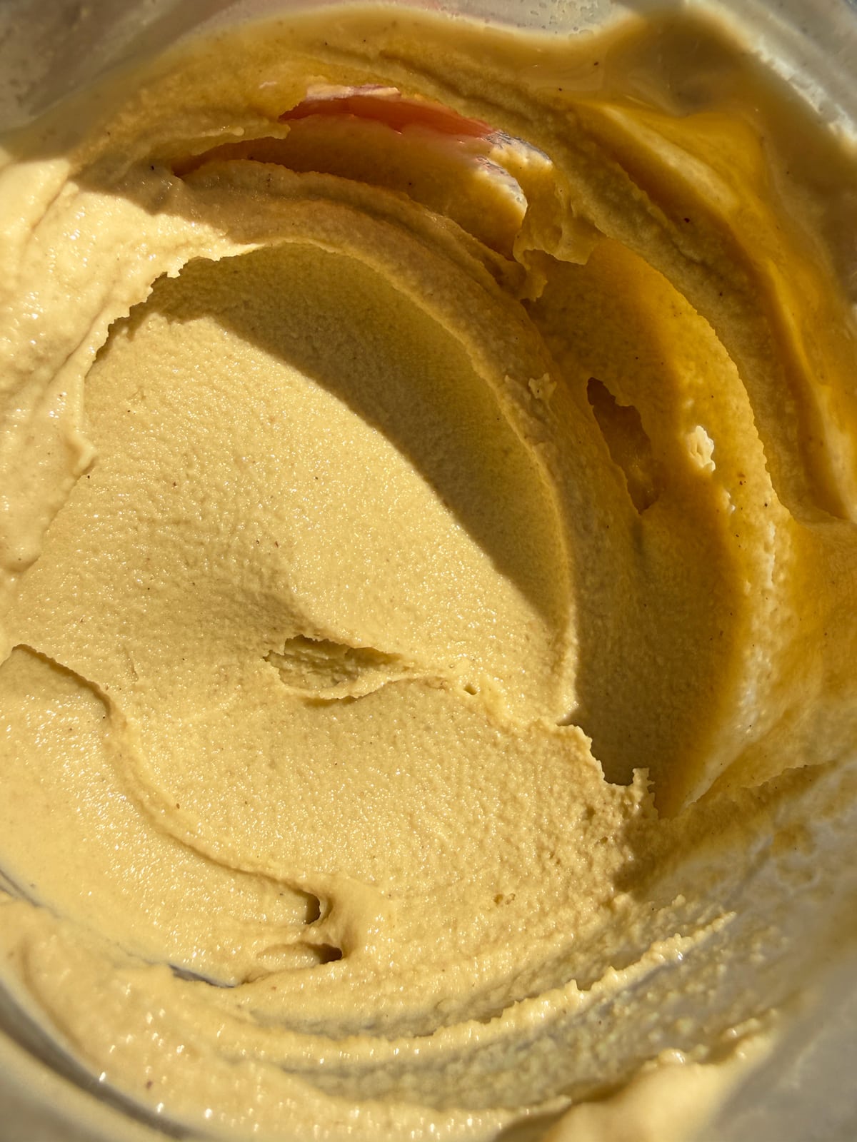 Creamy pistachio ice cream.