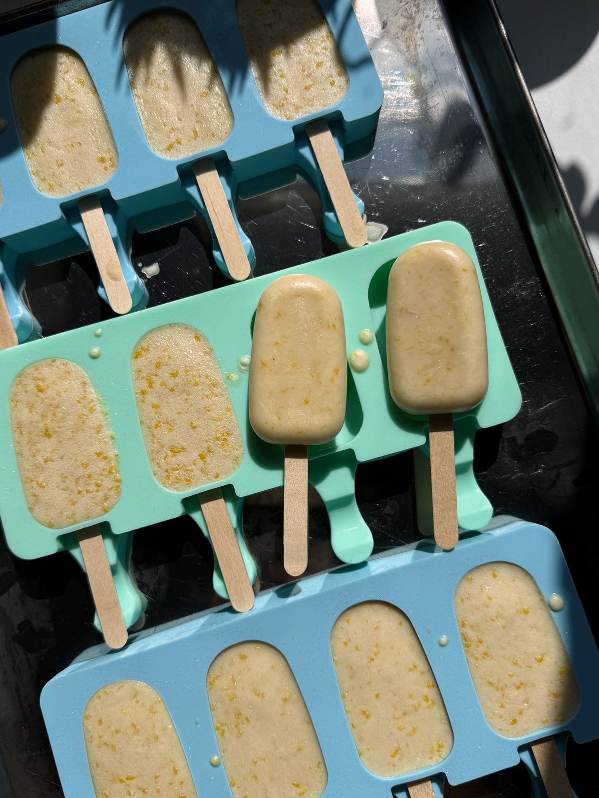 Frozen ice cream bars.