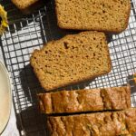 Slices of bread on wire cooling rack.