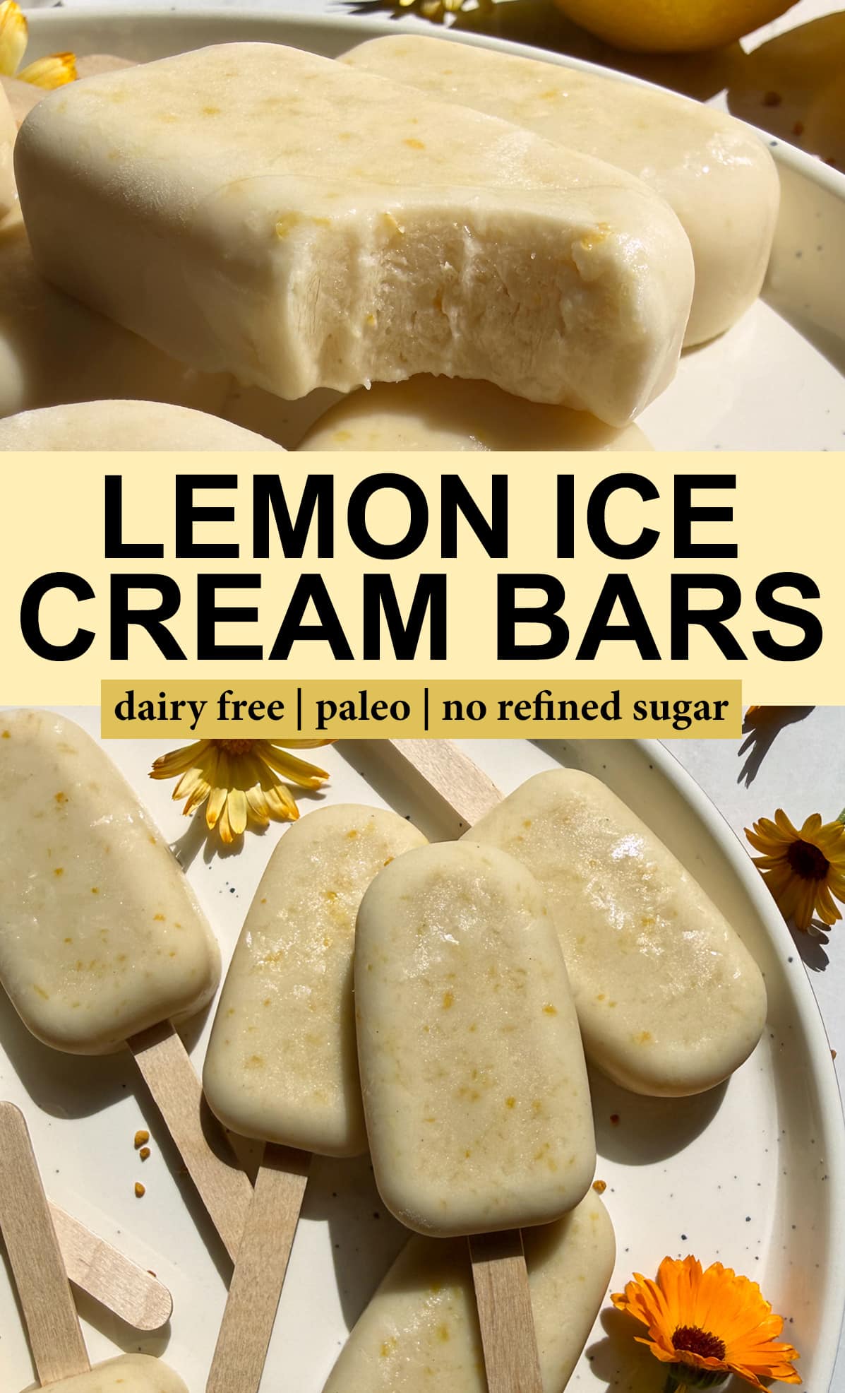 Pinterest image for lemon ice cream bars.