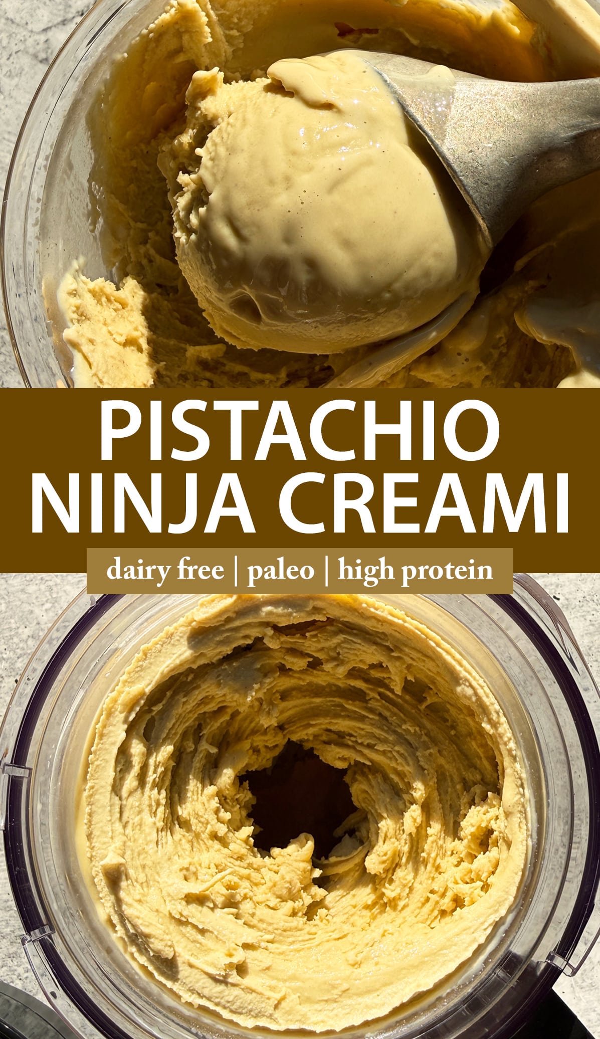 Pinterest image for dairy free pistachio ice cream.