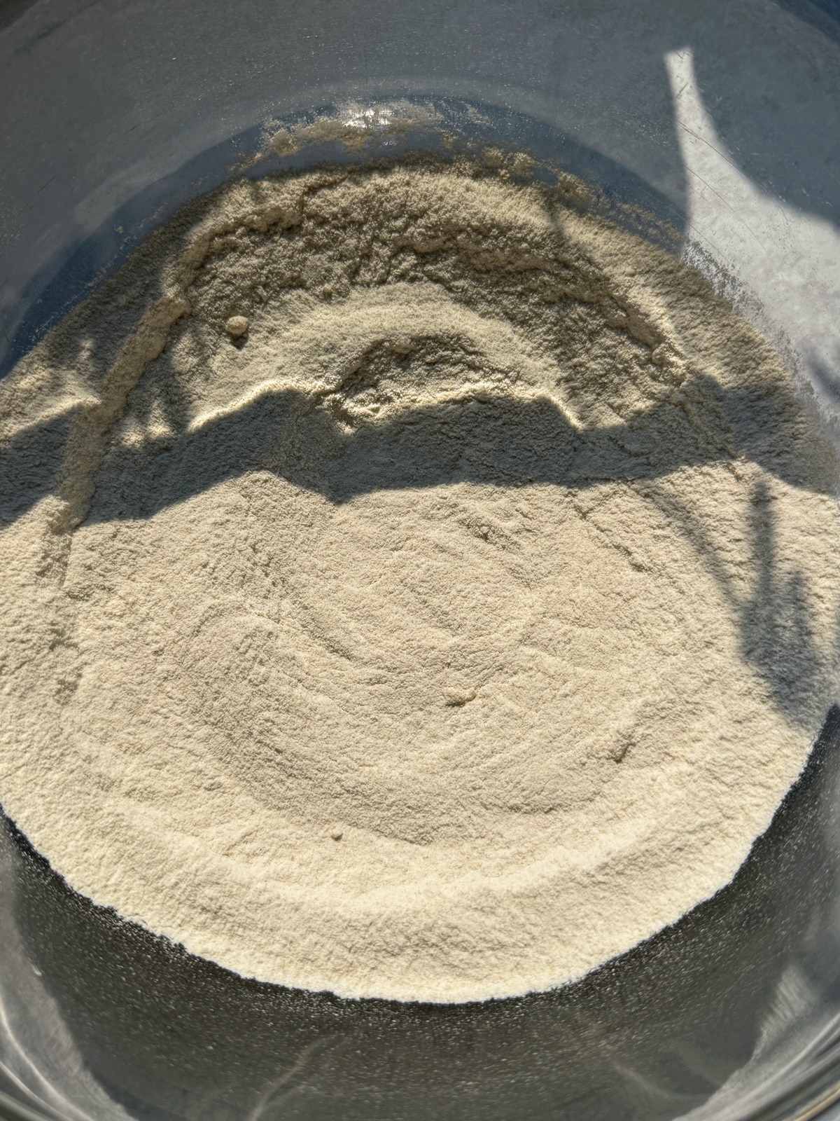 Dry ingredients in mixing bowl.
