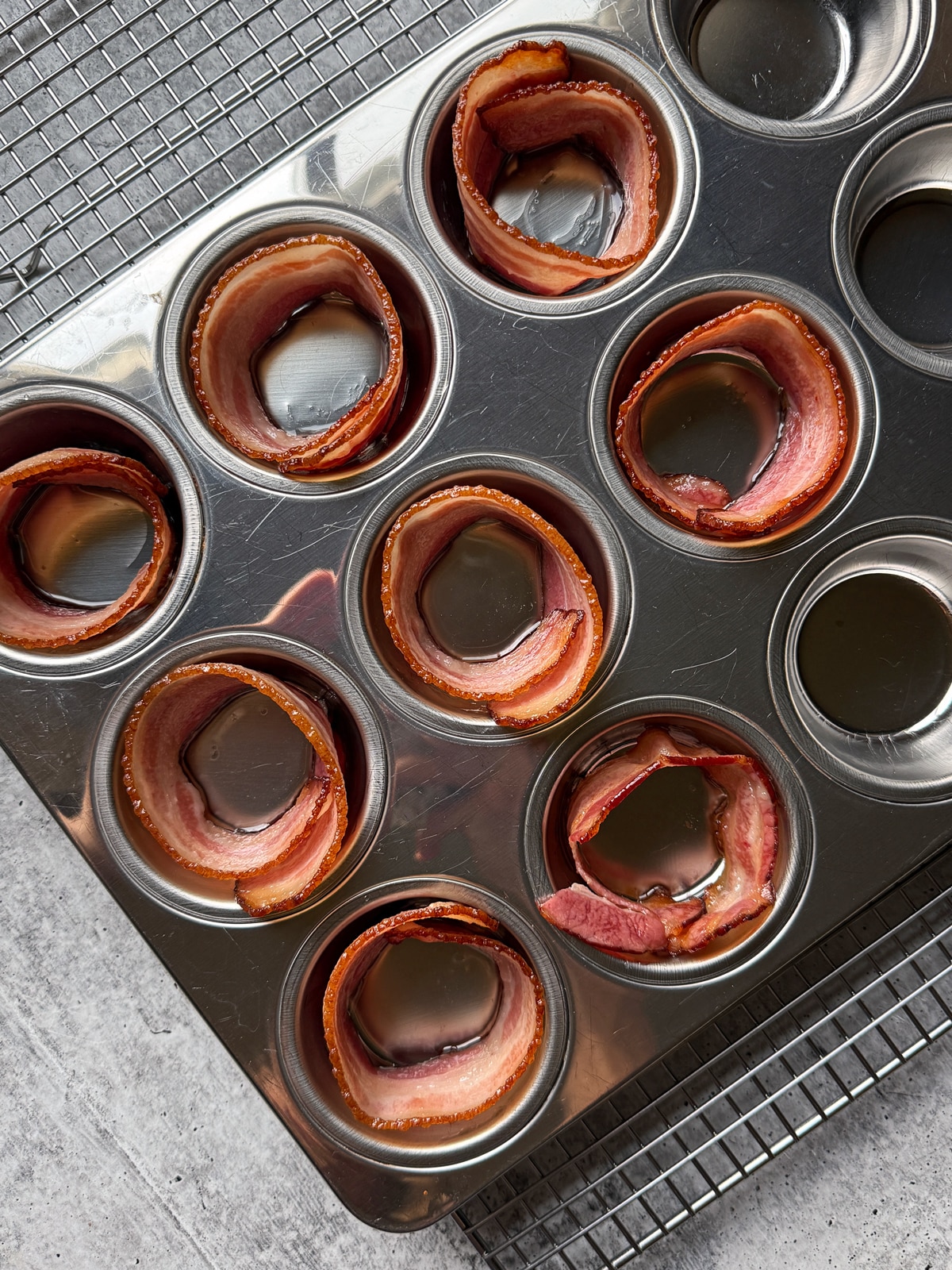 Bacon in muffin tin.