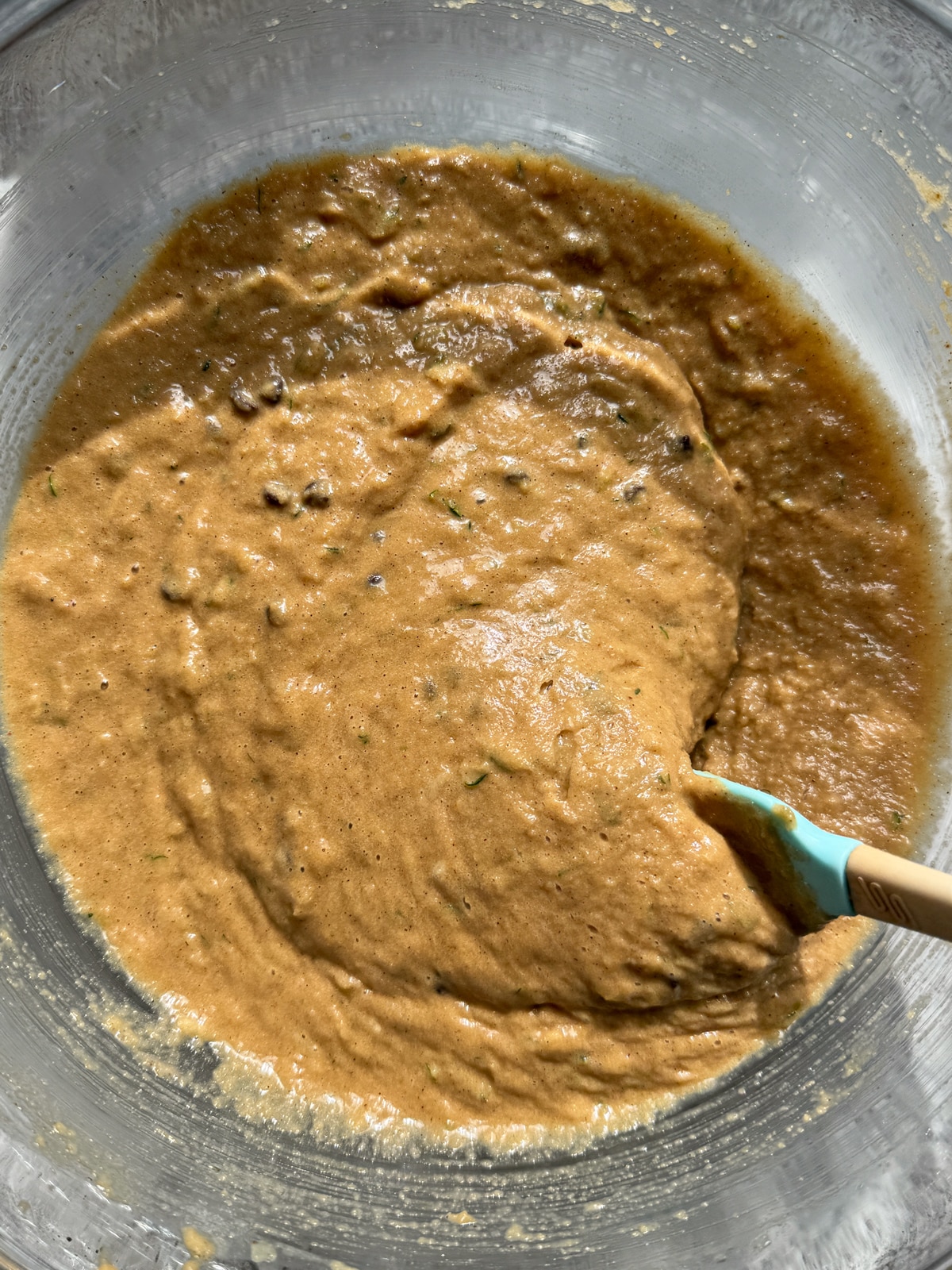 Batter for zucchini muffins.