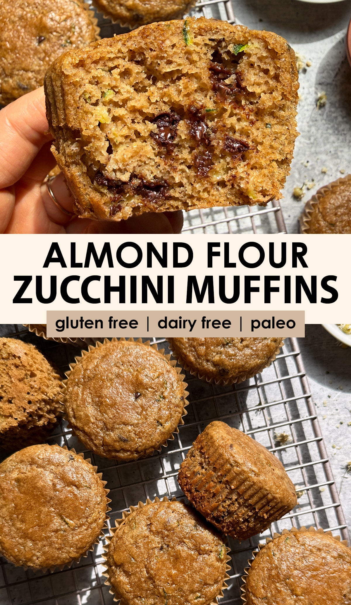 Pinterest image for almond flour zucchini muffins.