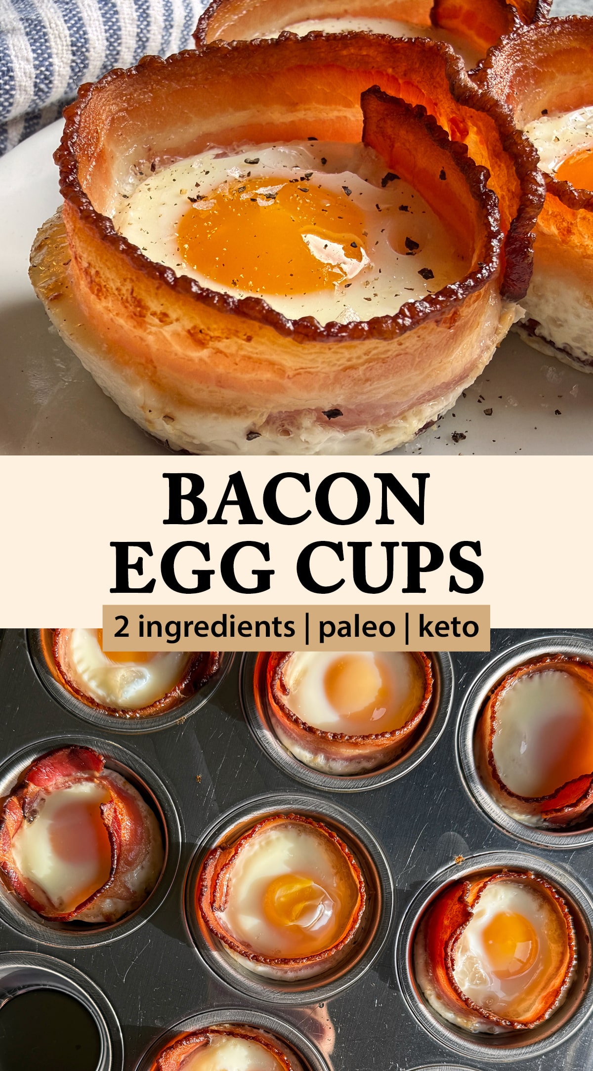 Pinterest image for bacon egg cups.