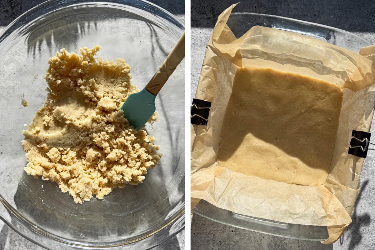 Making the shortbread crust.