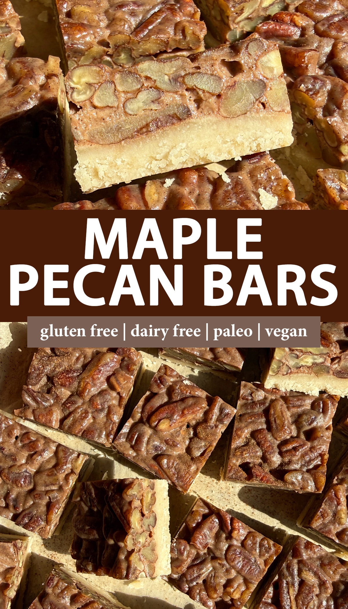 Pinterest image for maple pecan bars.