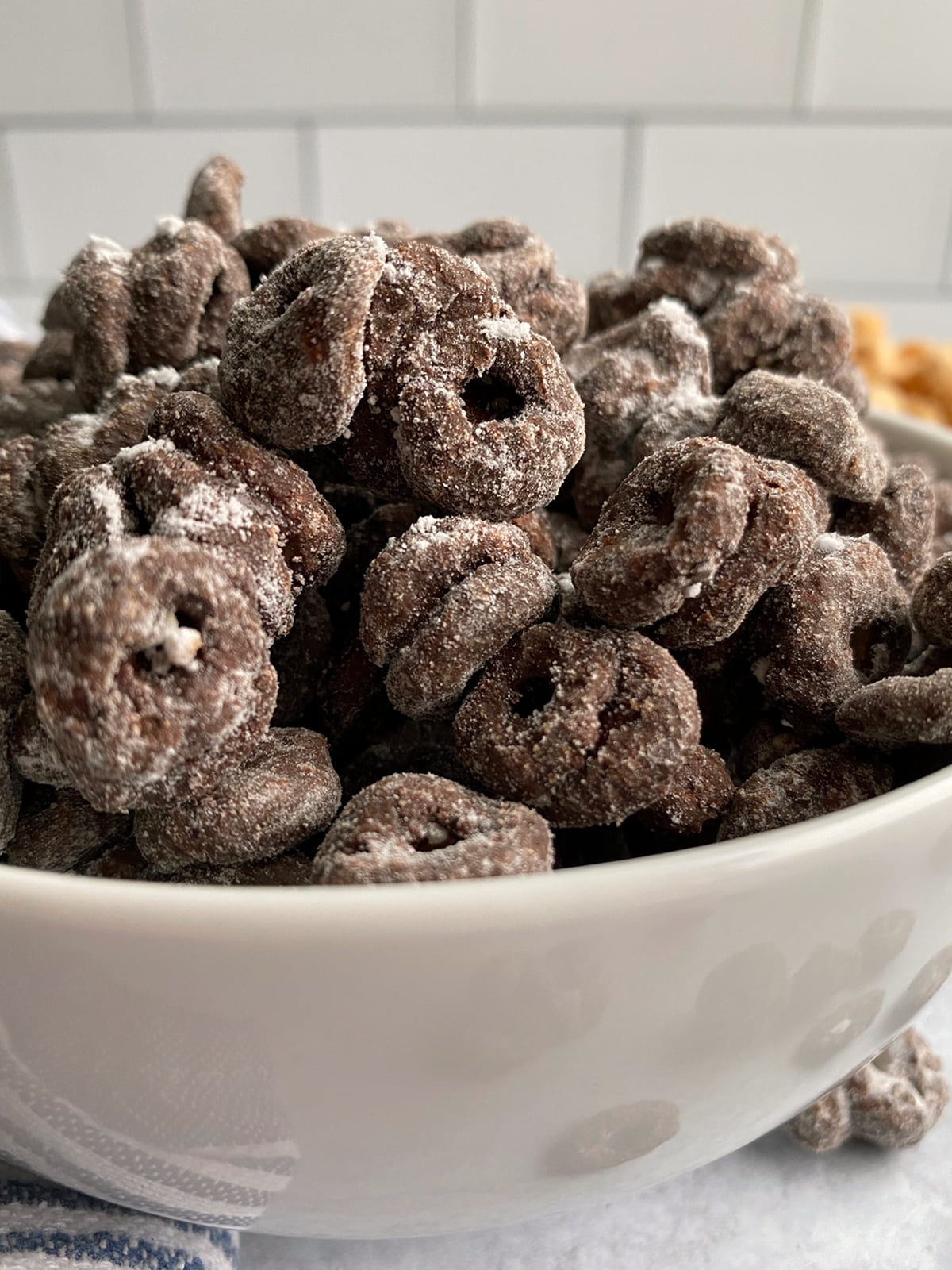 side view of cereal in a bowl.