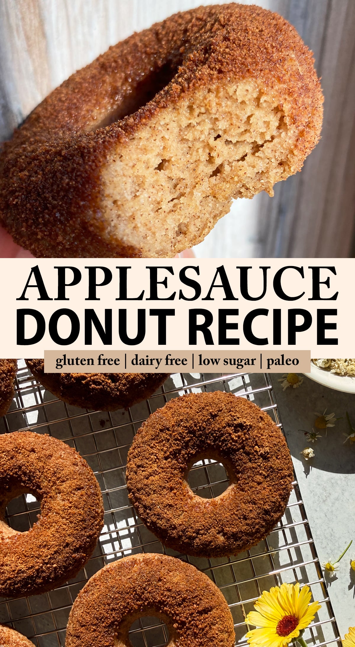 Pinterest image for applesauce donuts.
