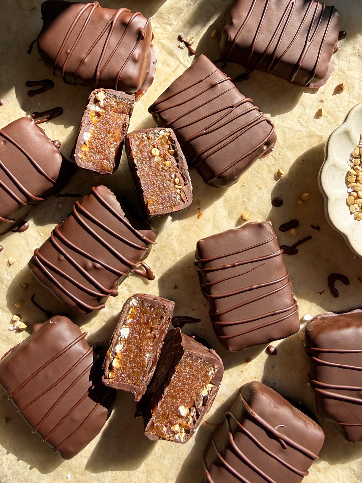 Top down view of 100 grand bars.