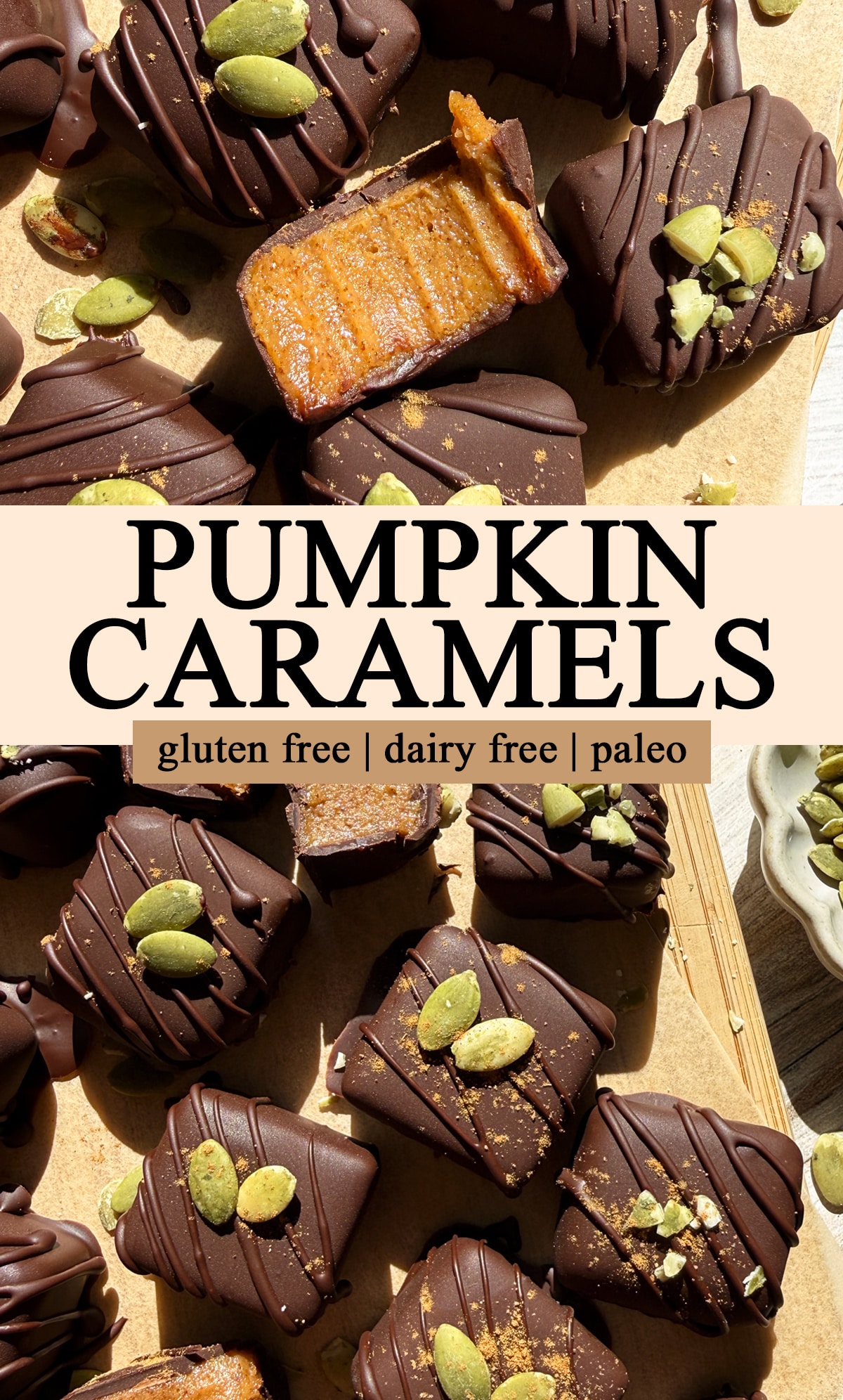 Pinterest image for pumpkin caramels.