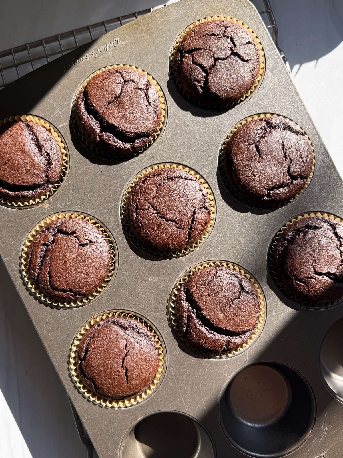 Baked muffins in muffin tin.
