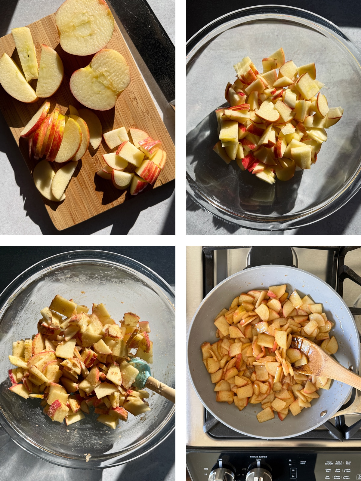 Making the apple filling.