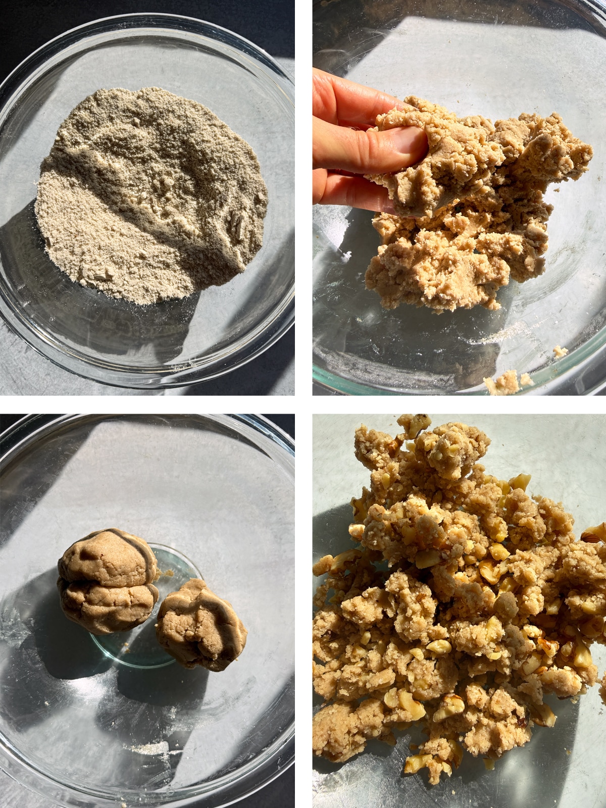Making the crust and crumble.