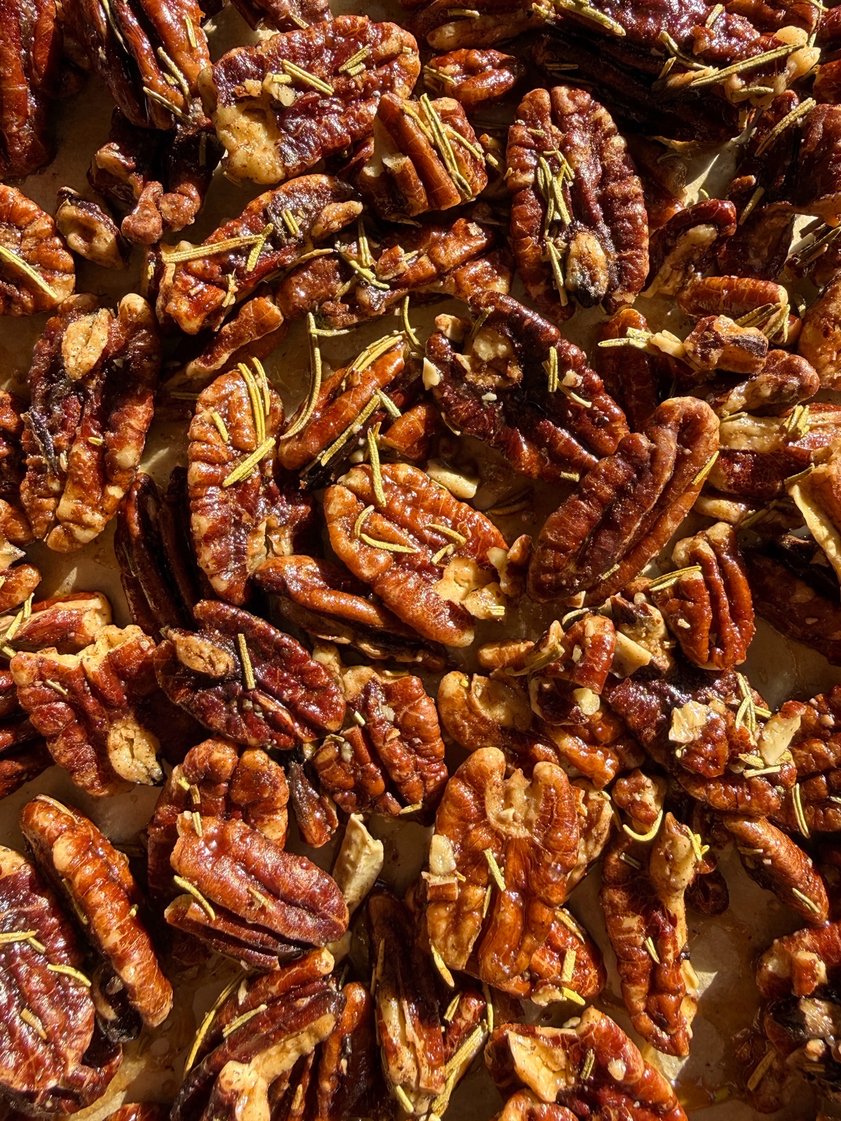 Freshly baked pecans.