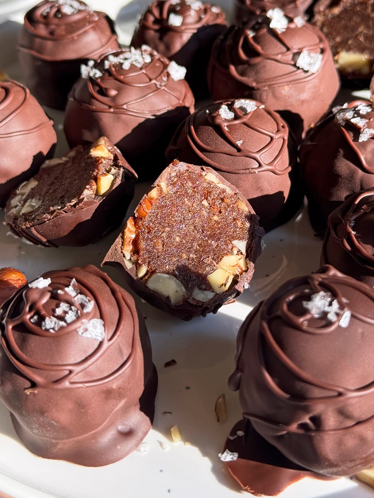 Cut truffle to show the inside.