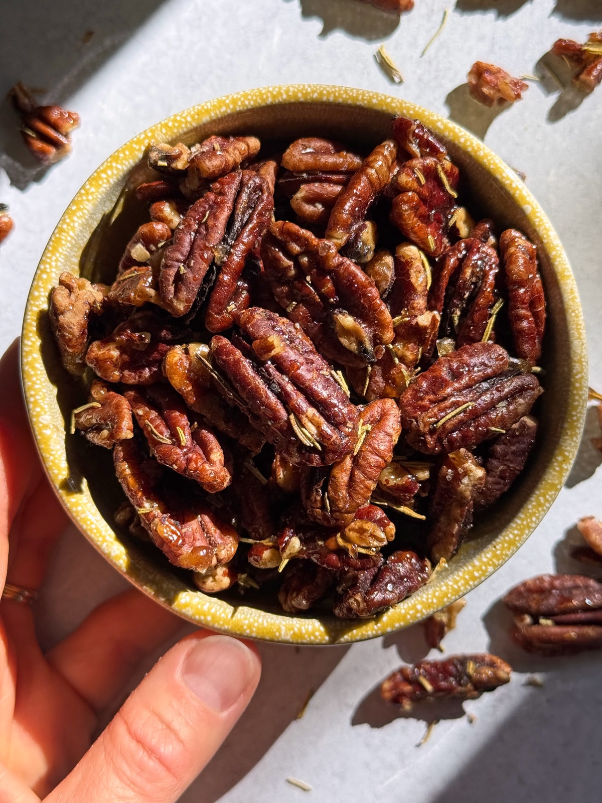 Bowl of pecans.